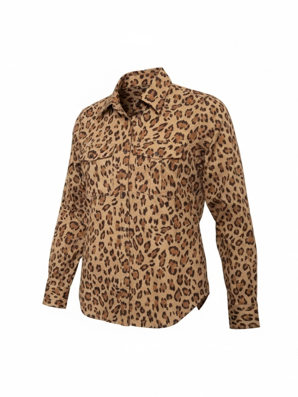 Ralph Lauren Brown Tan Leopard Print Button-Down Shirt